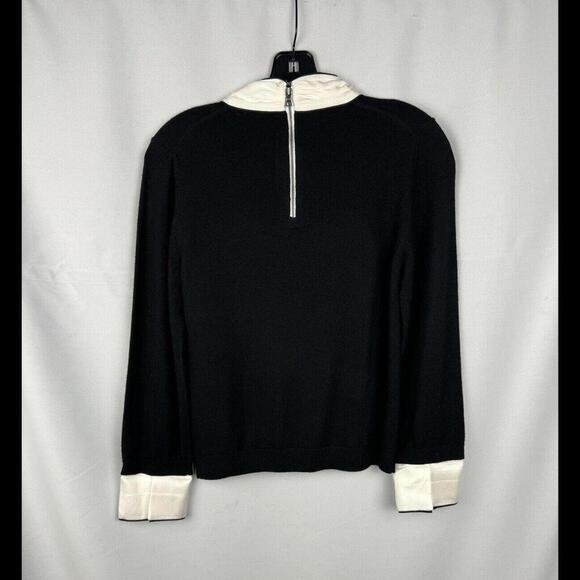 Alice + Olivia Zani Layered Tie Neck Sweater Black Wool & Silk Size M - Picture 2 of 7